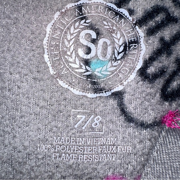 SO girl fleece ruff pajama nightgown size 7/8 in grey - Picture 2 of 6